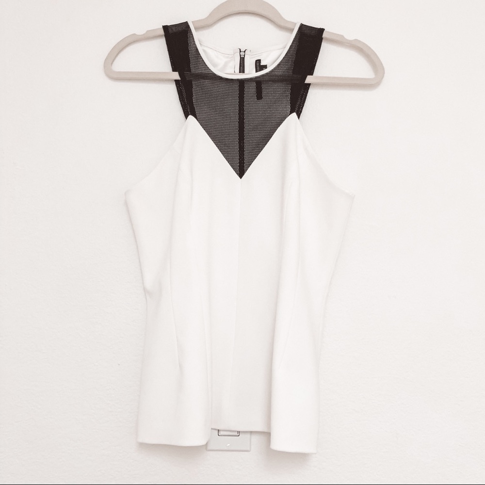 Jay Godfrey Peplum White Sleeveless Top Blouse Size 8